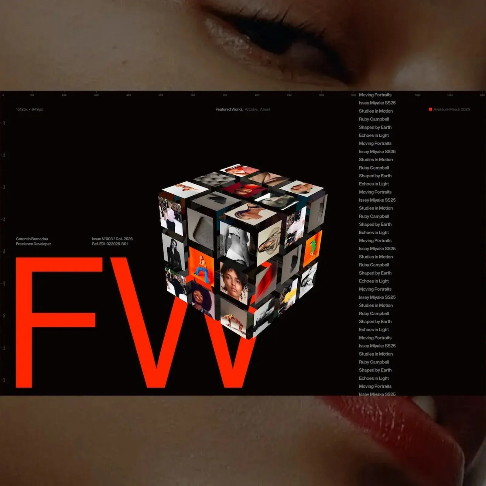 Corentin Bernadou's WebGL portfolio Swiss design cover
