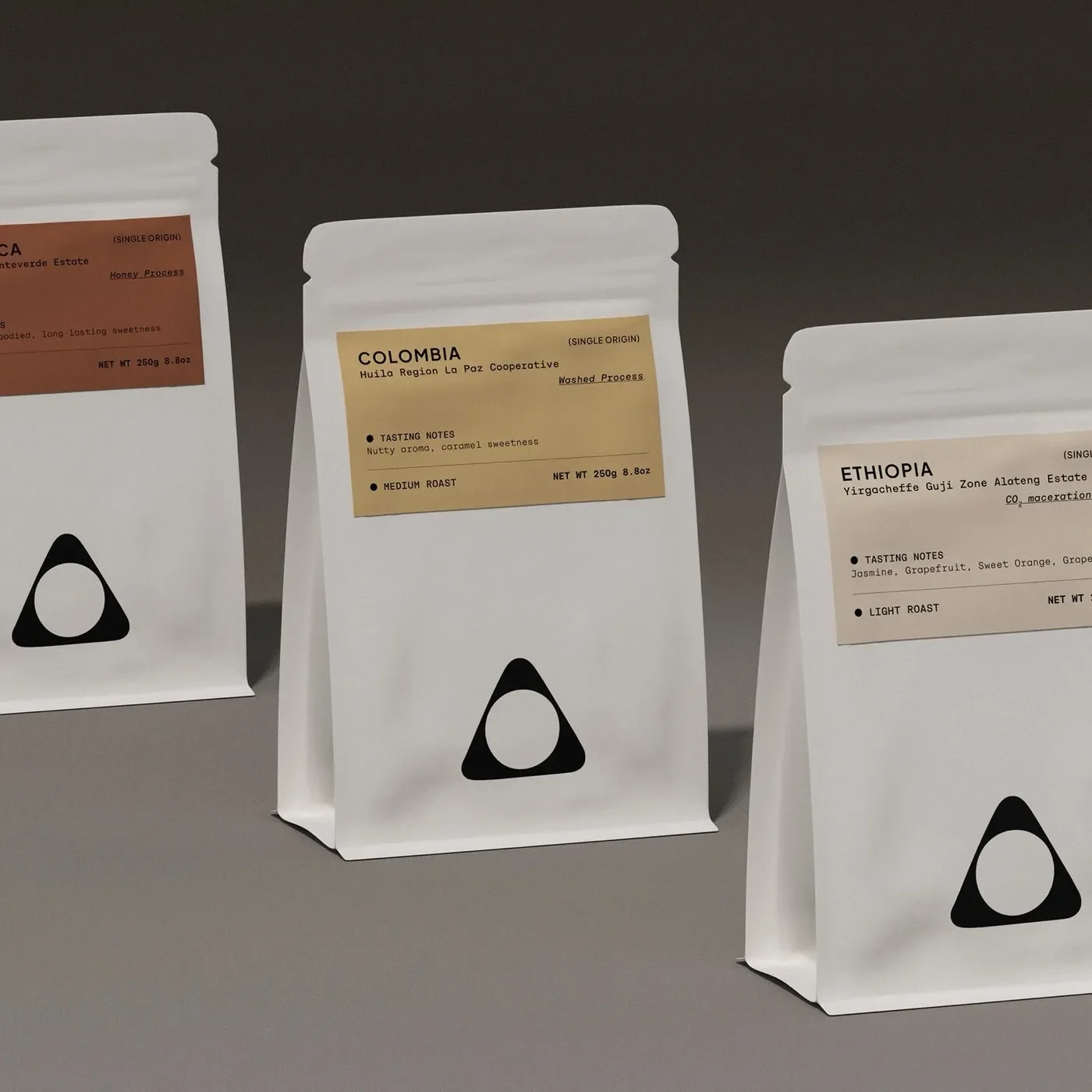 Desert Coffee Roasters complete knolled packaging and stationery suite branding