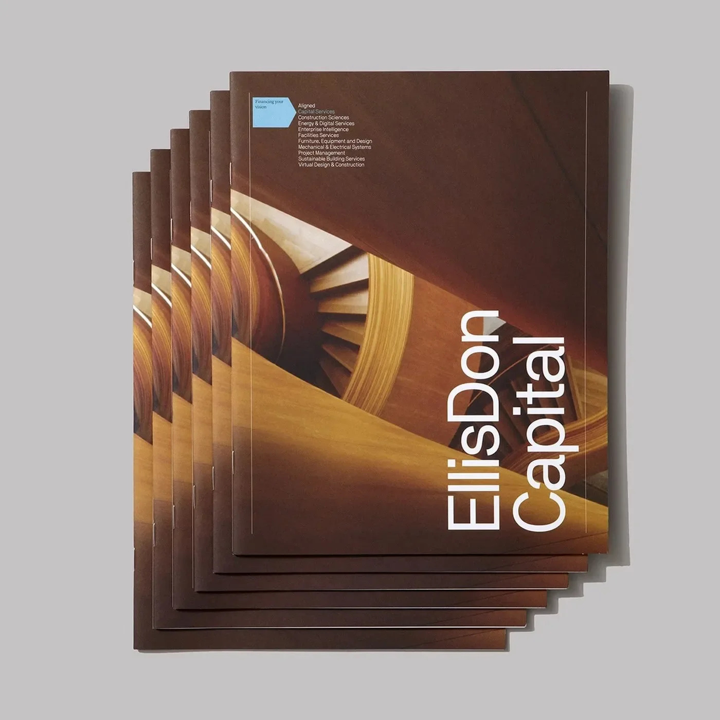 Spiral architectural staircase photography — branding design by Underline Studio