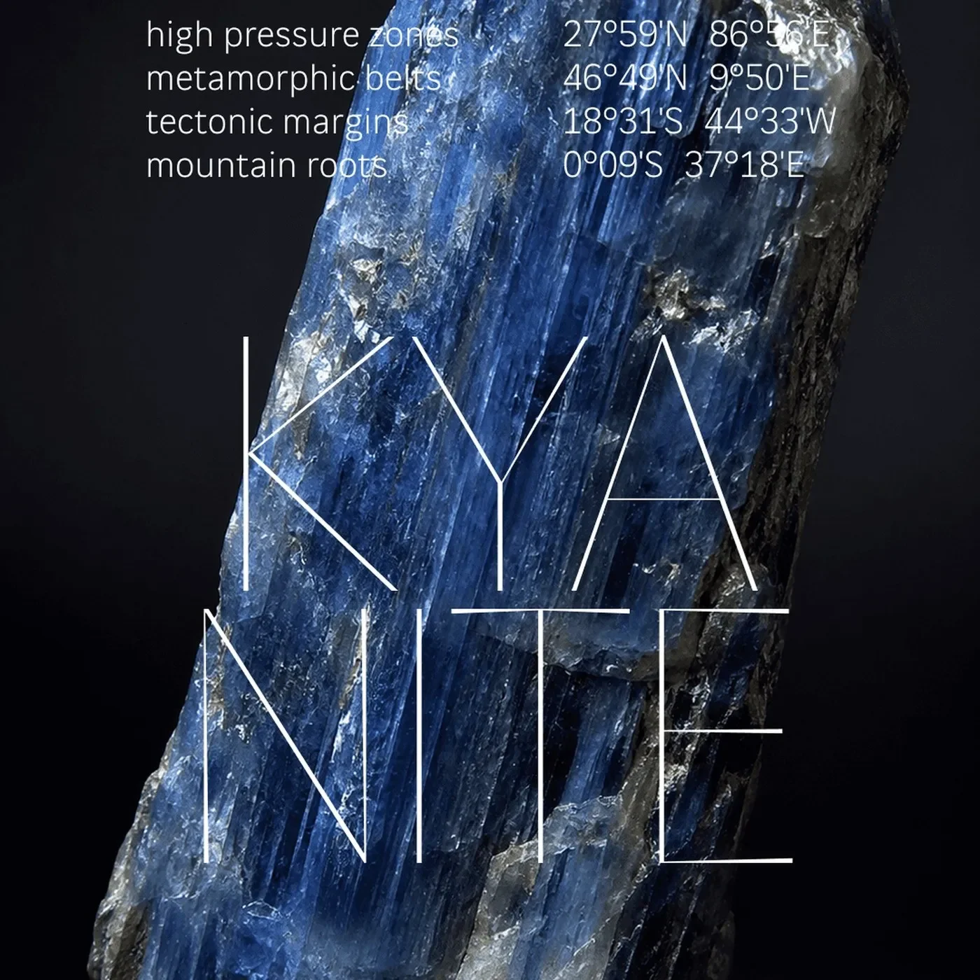 Fluxetype typography specimen poster Kyanite mineral by Nikita Kanarev