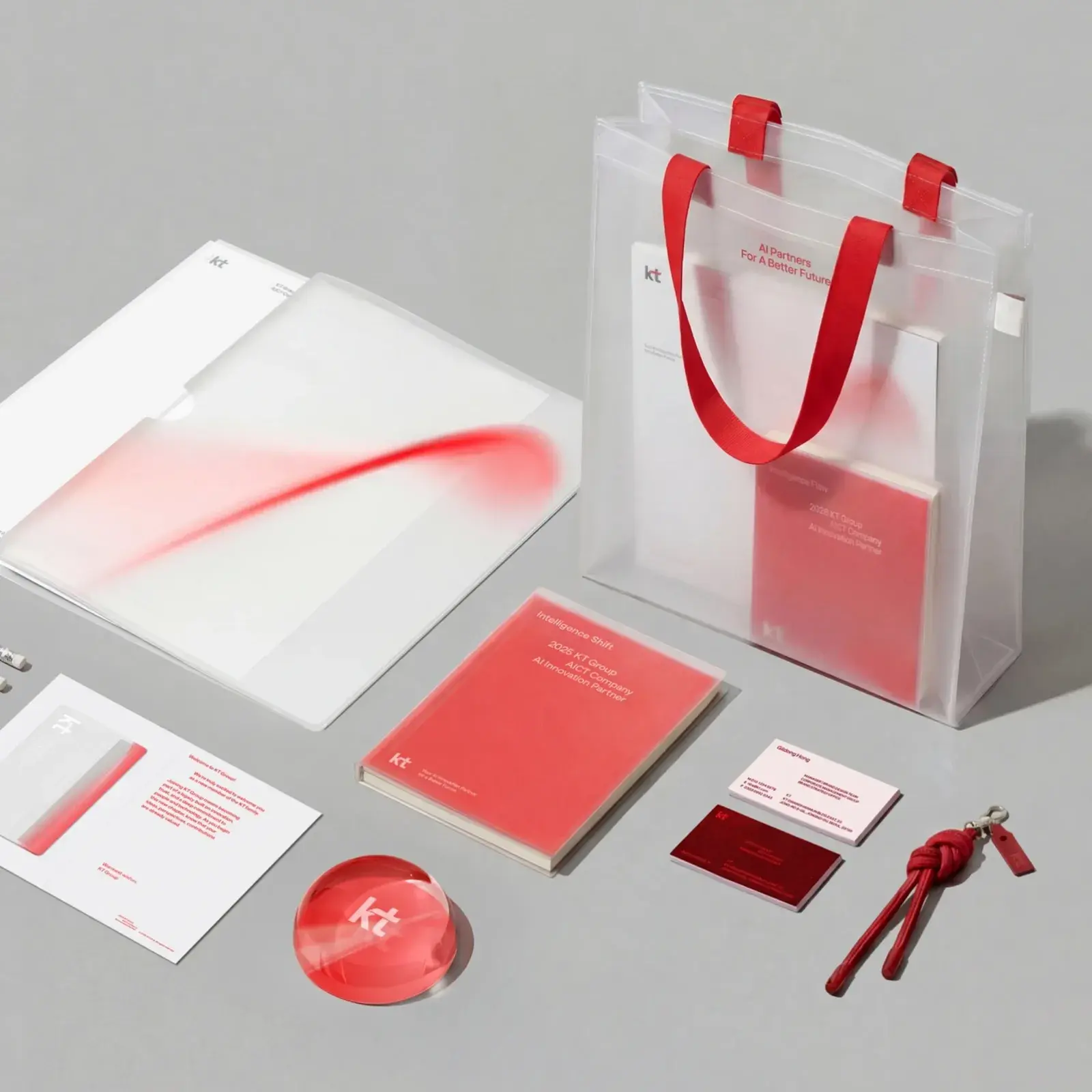 KT corporate identity rebrand Flow motif by Plus X