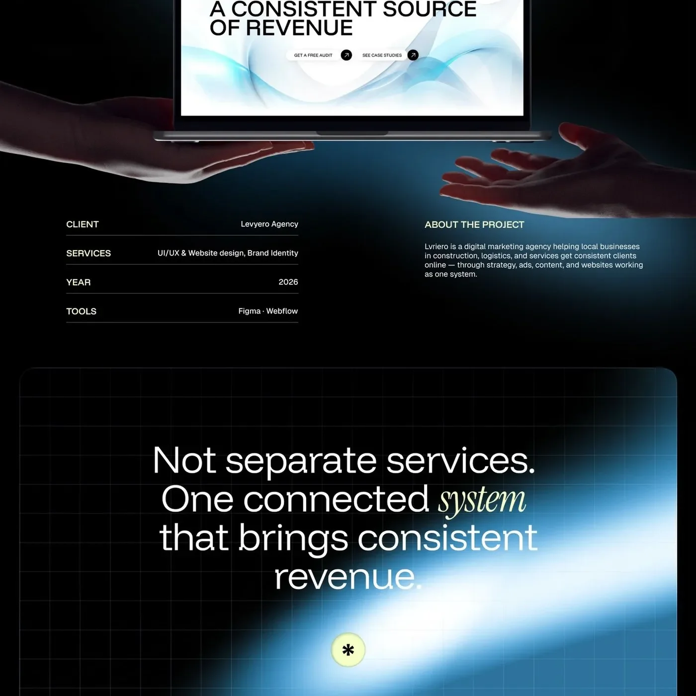 homepage mockup on laptop with hero section — ui ux design by Anna Mahdina
