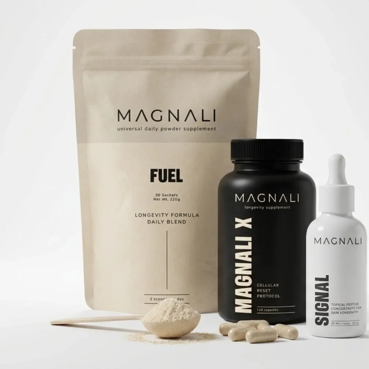 Minimal supplement packaging design wellness branding project by Helen Arkhipochkina