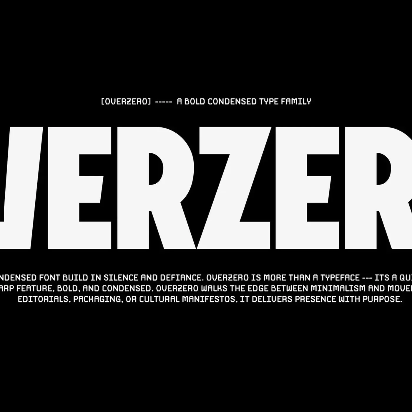 bold condensed display typeface Overzero banner specimen