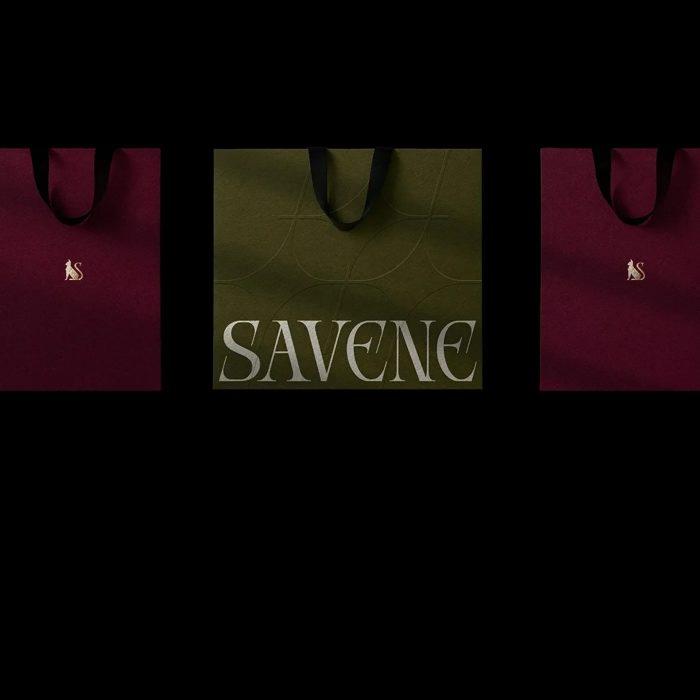 Savene jewelry brand identity showing cat visual concept representing autonomy