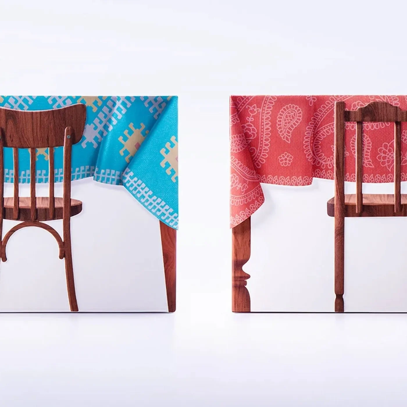 TeaGether miniature wooden table and tablecloth packaging design by Backbone Branding