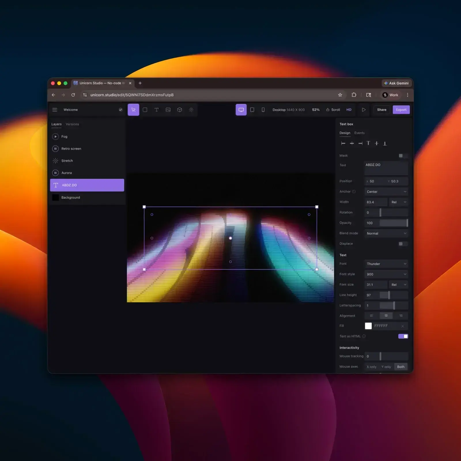 WebGL design tool Unicorn Studio — GPU-powered shader effects for designers
