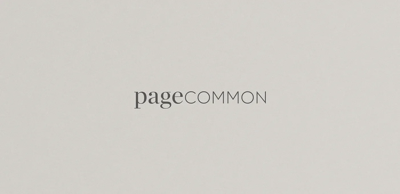Page Common branding wordmark on textured paper stock