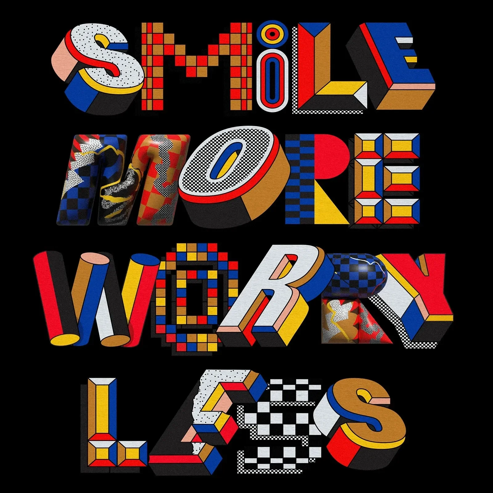 Textured typography with halftone patterns and grid system by Andrew Footit