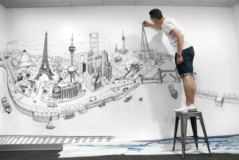Move the World Mural Drawings by Deck Two