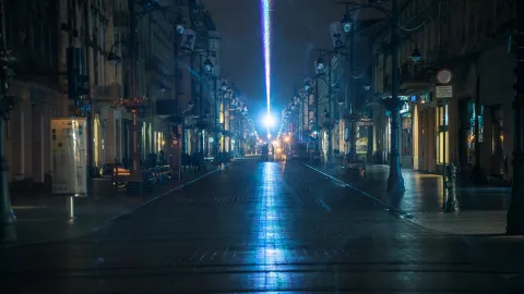 Light Installation & Street Art in Łódź, Poland
