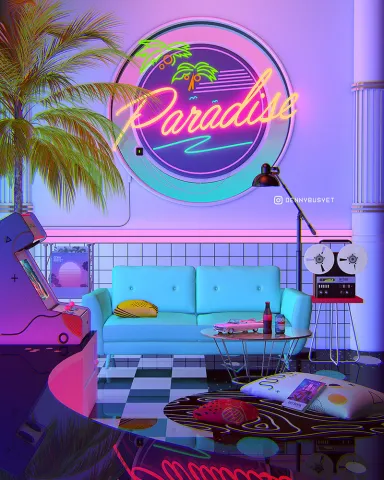 Synthwave Art Scenes by Denny Busyet