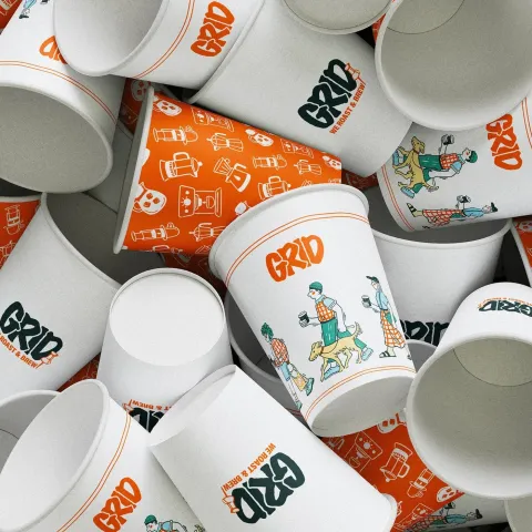 Coffee Shop Branding Visual Identity System: GRID Modular Design