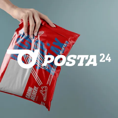 Courier brand identity: Posta24's modern postal design system