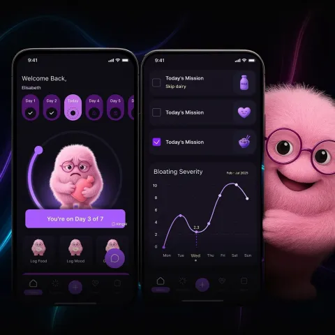 Unbloated: Dark-Theme Wellness App Design by Farba Digital