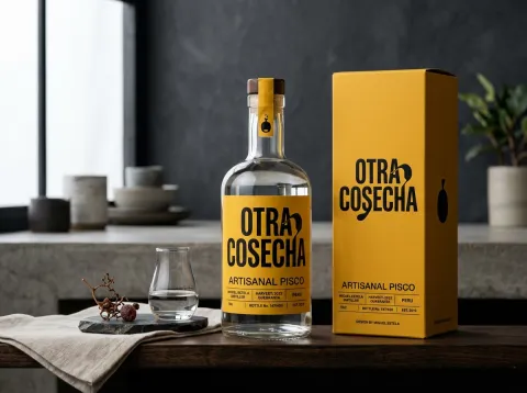 Minimalist branding for Otra Cosecha Pisco by Miguel Estela