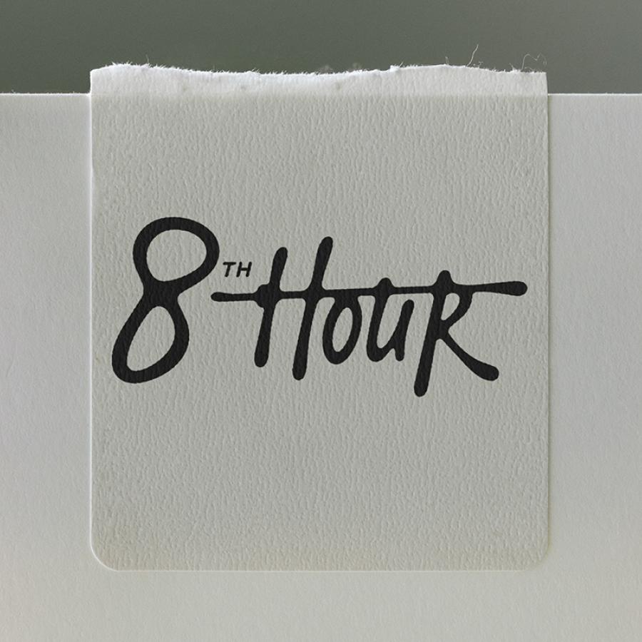 8th Hour branding shopping bag and wordmark label detail