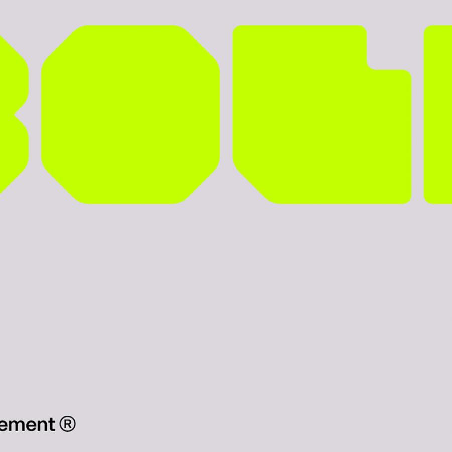 Boldtype Management branding logo and acid yellow block typography