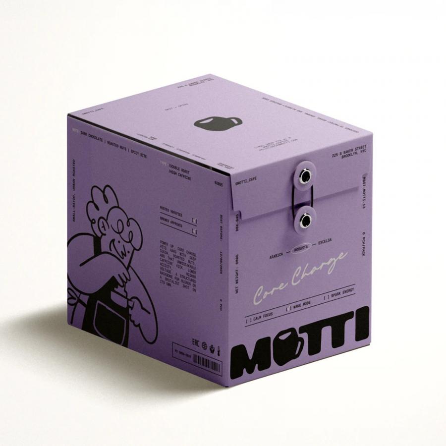 Cafe branding visual identity system by Studio Moara with logo, mascot, and packaging