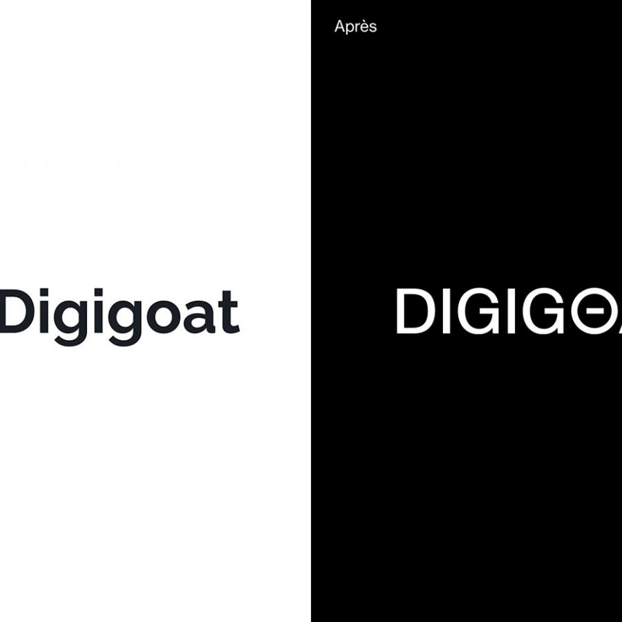 Digigoat branding wordmark and logo redesign comparison