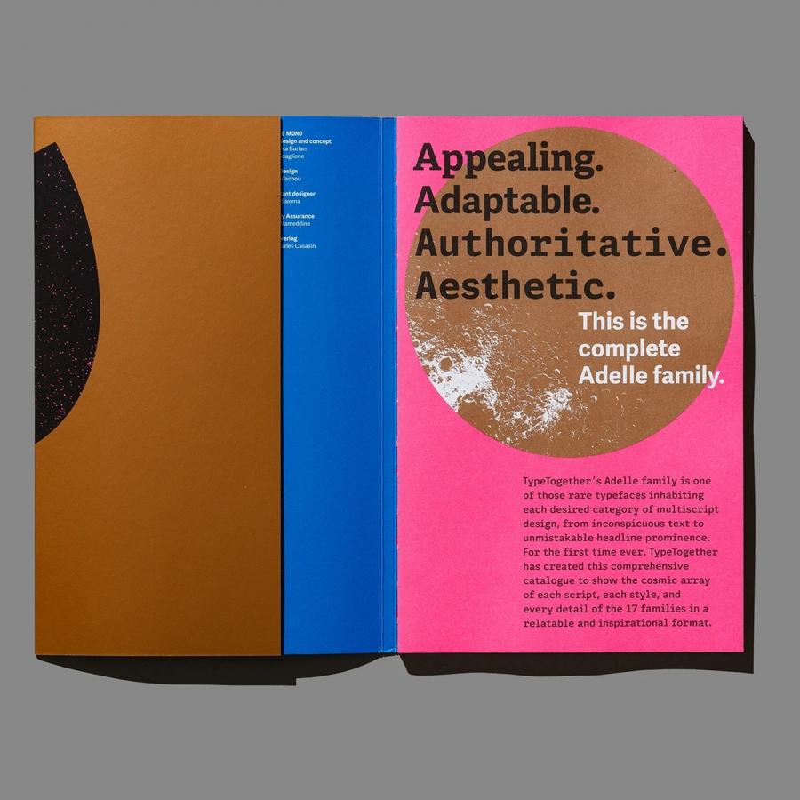 Type specimen cover spread — typography design by Tereza Bettinardi