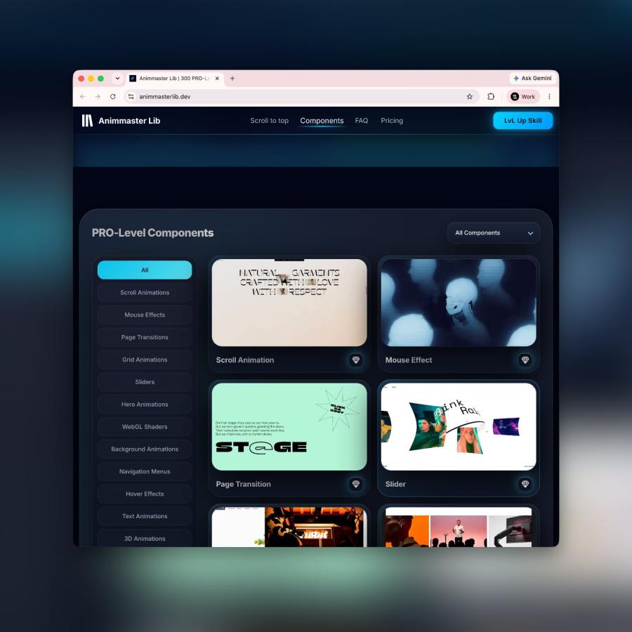 Animmaster Lib animation hero layout mockup