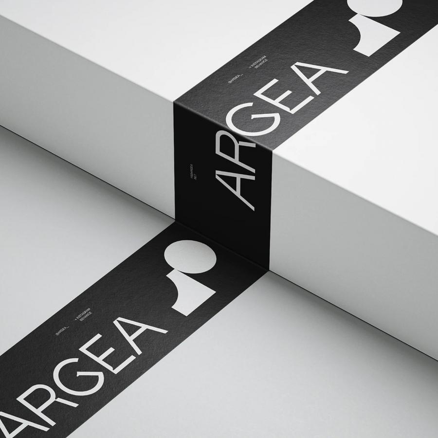Argea brand identity design geometric logotype and custom mark by Camila Polinelli