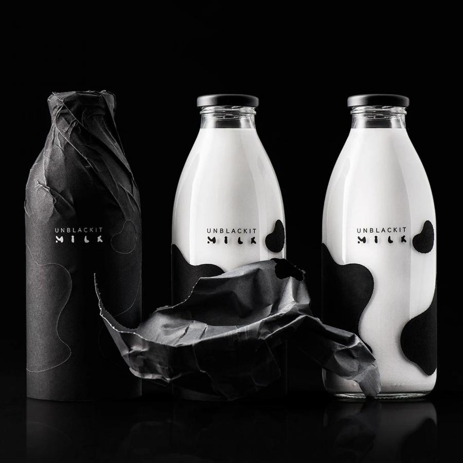 UNBLACKIT interactive milk packaging design by Backbone Branding