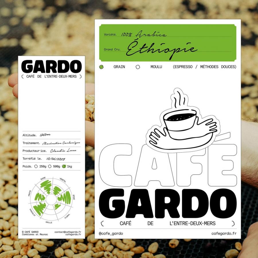 Café Gardo master brand design system overview, packaging label cards, logo and typography pairing by Florian Cornut