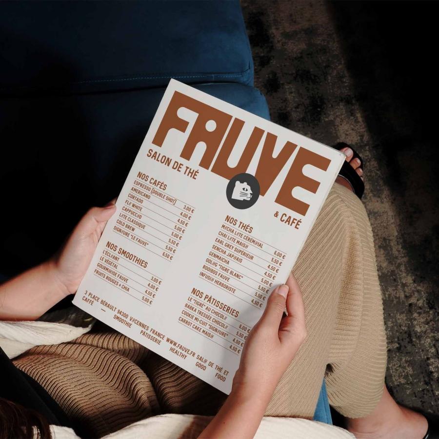 FAUVE brand identity takeaway paper shopping bag with bold white logo mark