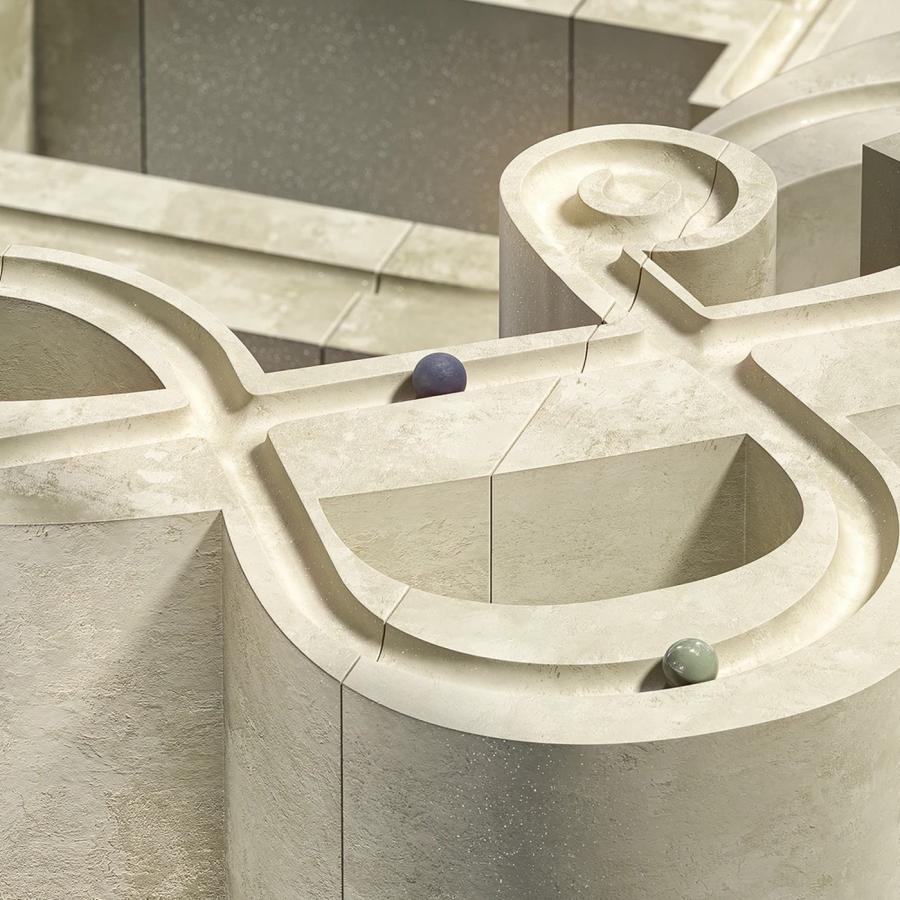 3D motion design Cinema 4D Redshift Andrew Moskvin outdoor scene with abstract letterforms