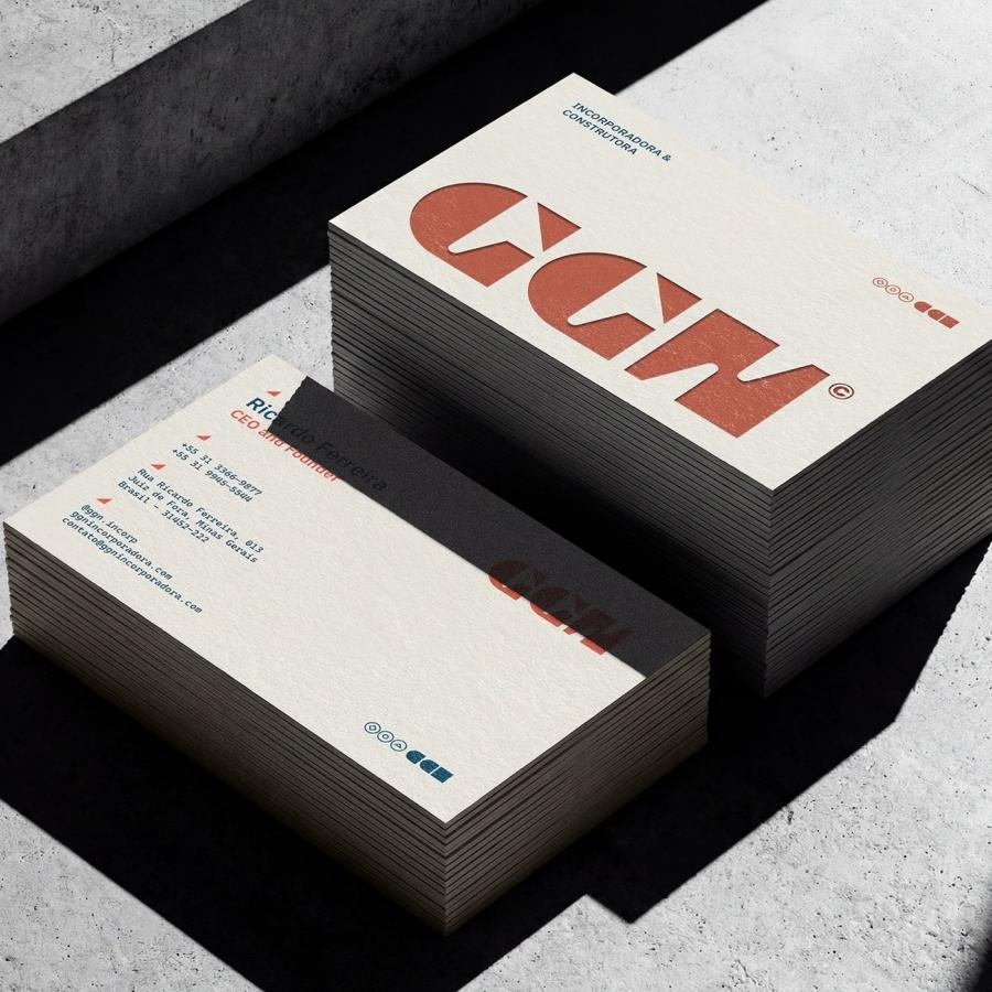 GGN brand identity overview board with stationery, mobile screens, and hard hats