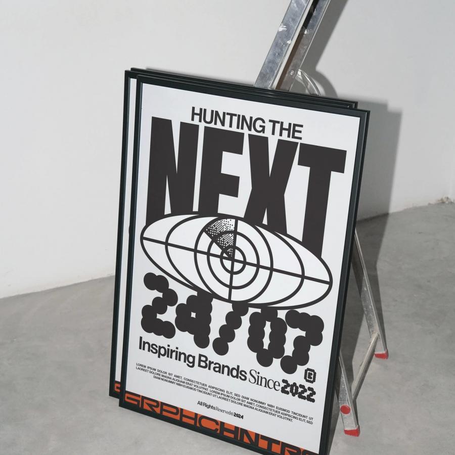 Graphic Hunters sports club identity motion design branding building poster mockup