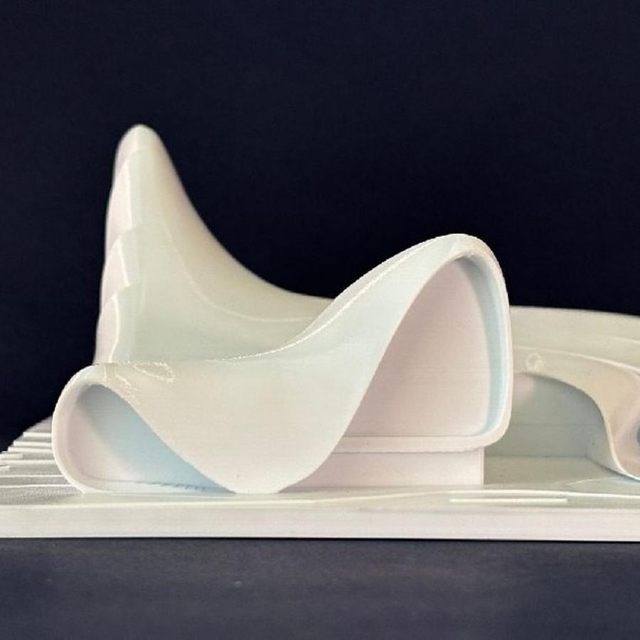 3D printed Heydar Aliyev Center parametric architectural model — graphic design by Adrian Martinez