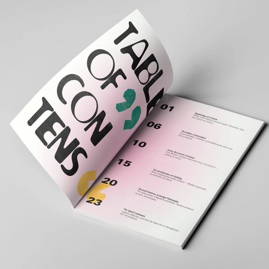 issey miyake magazine gunay hasanova animated cover design showing typographic hierarchy.
