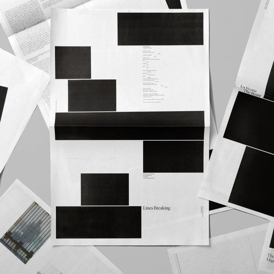 Lines Breaking Newspaper broadsheet cover editorial design by Underline Studio