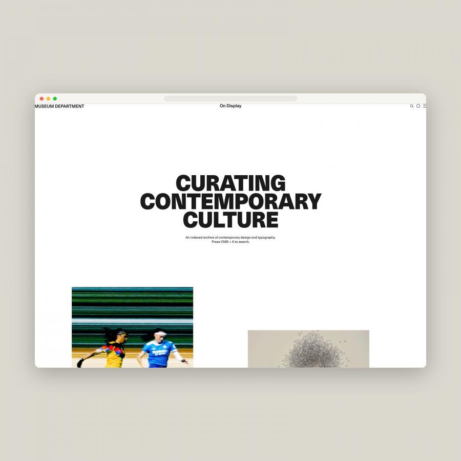 Museum Department homepage hero viewport screenshot — web design by Museum Department