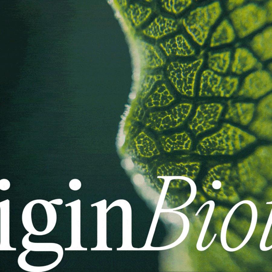Originbiotics packaging motion design with dark green backgrounds