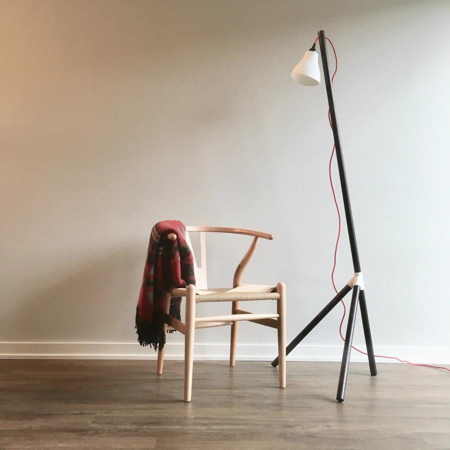 3D printed lamp structural framing and wooden dowels
