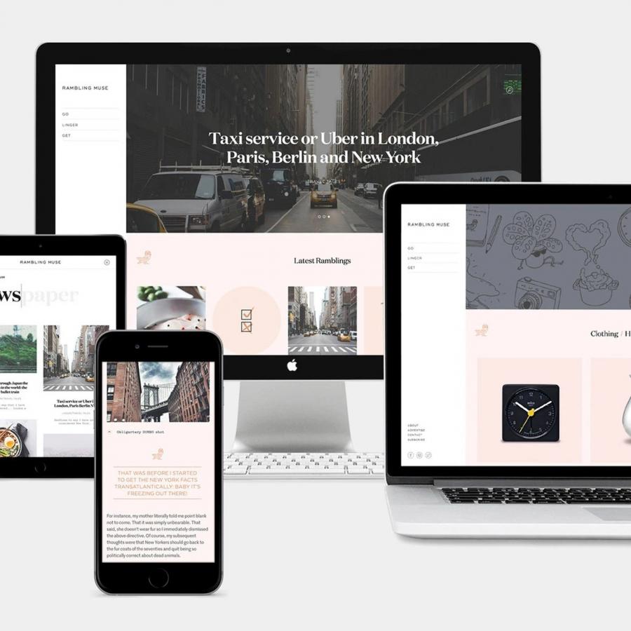 Rambling Muse editorial web design multi-device desktop and mobile ecosystem by SocioDesign