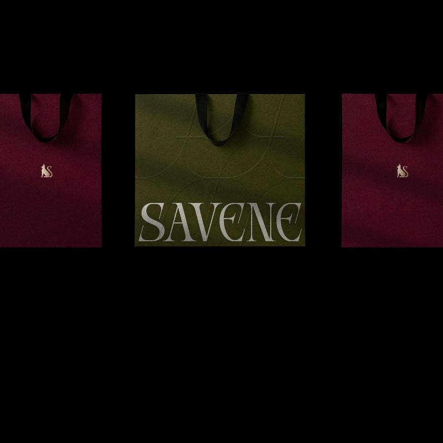 Savene jewelry brand identity showing cat visual concept representing autonomy