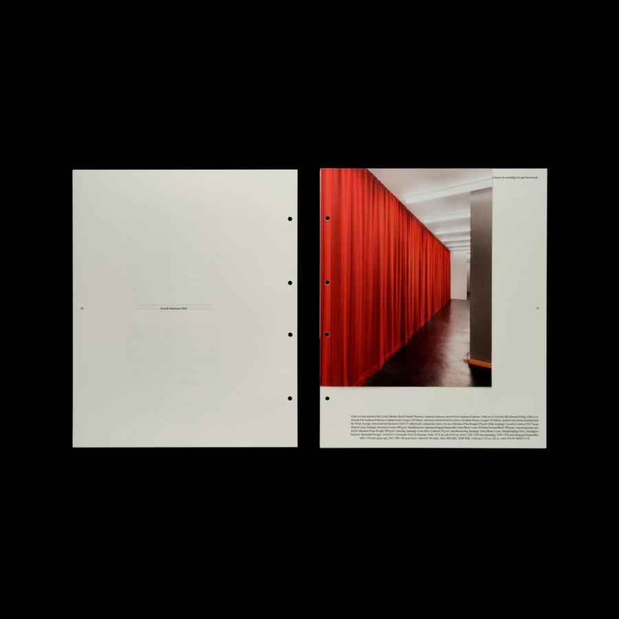 Multiple copies of Svensk Bokkonst catalogue showcasing prong-fastener binding and variable covers in editorial design