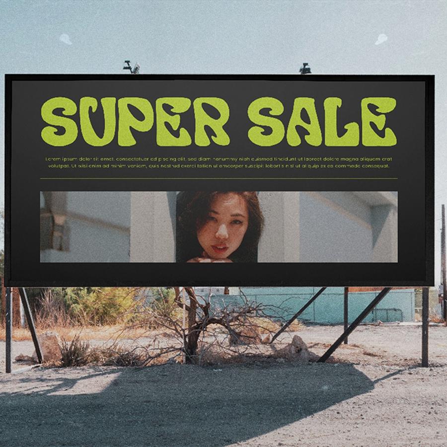 Outdoor mockup showcasing the Vantage free font in a retro style.