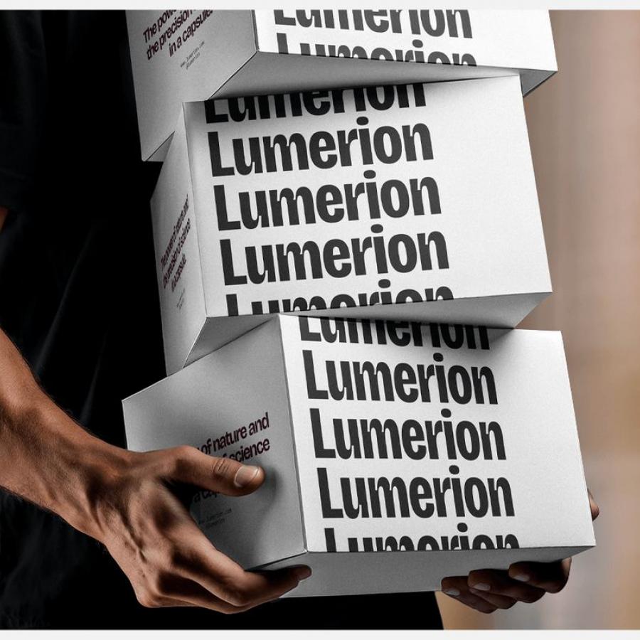 Lumerion branding hero visual identity design mockup