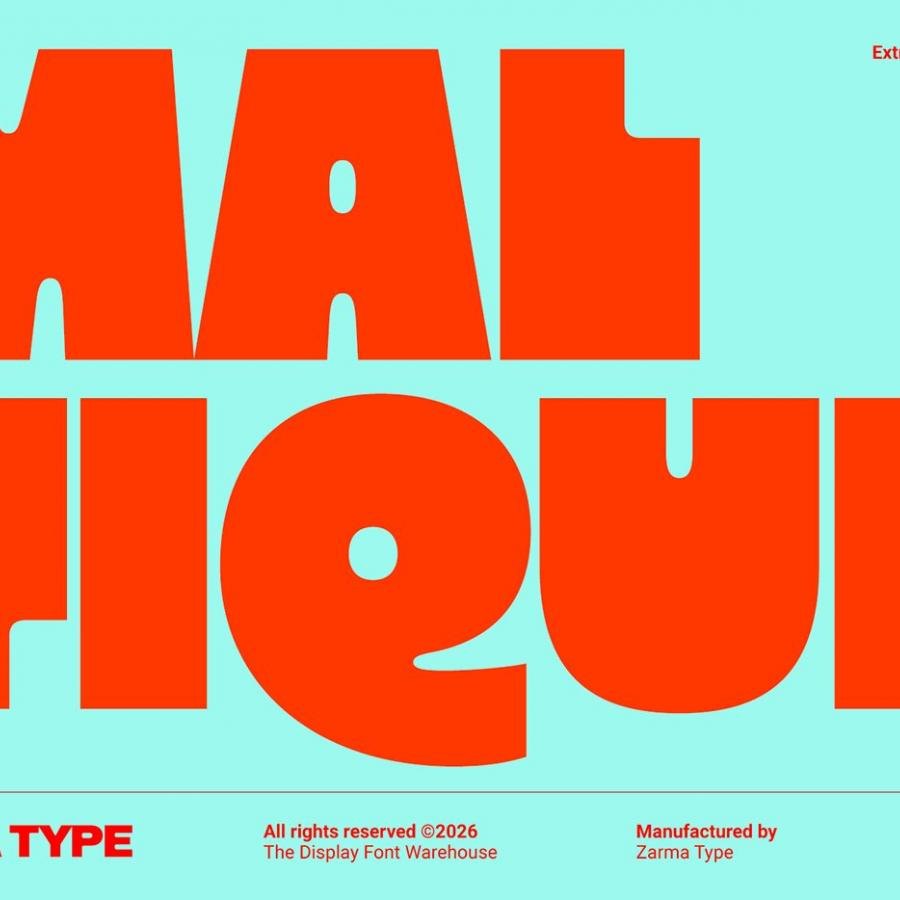 Maltique extra bold chunky sans typography font specimen title by Zarma Type