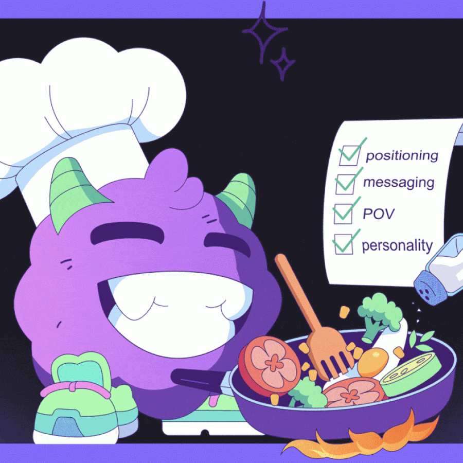 Mojo PMM SaaS mascot branding character hero mockup