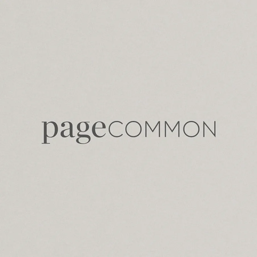 Page Common branding wordmark on textured paper stock