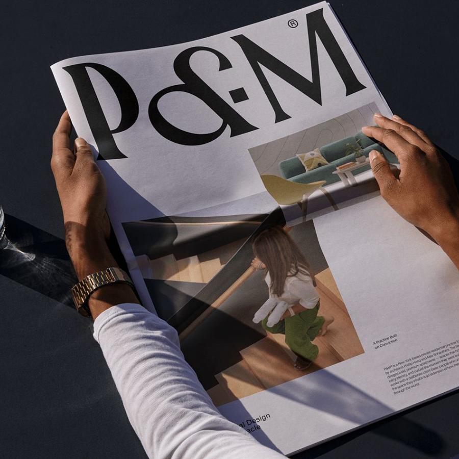 PM Brand Identity branding hero layout mockup
