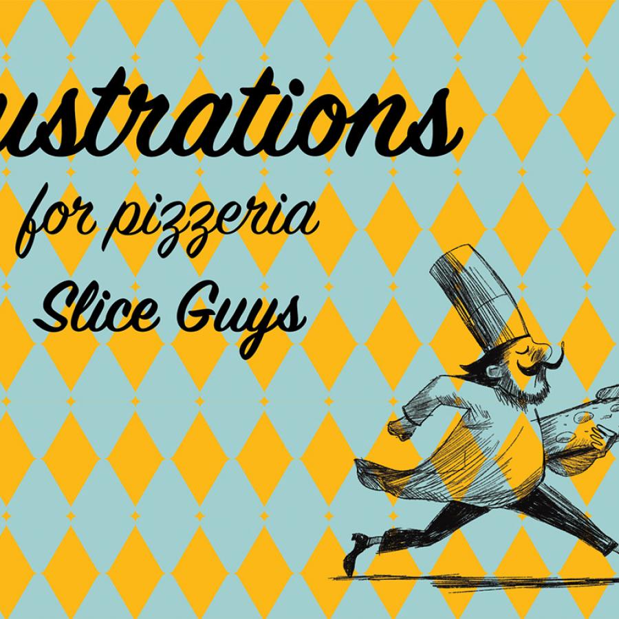 Slice Guys pizzeria branding hero layout mockup