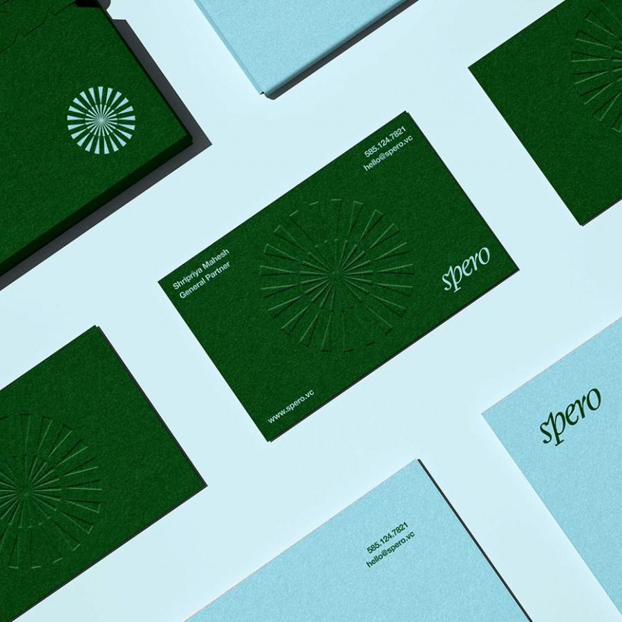 Spero Ventures branding stationery suite flat-lay by Jessica Strelioff